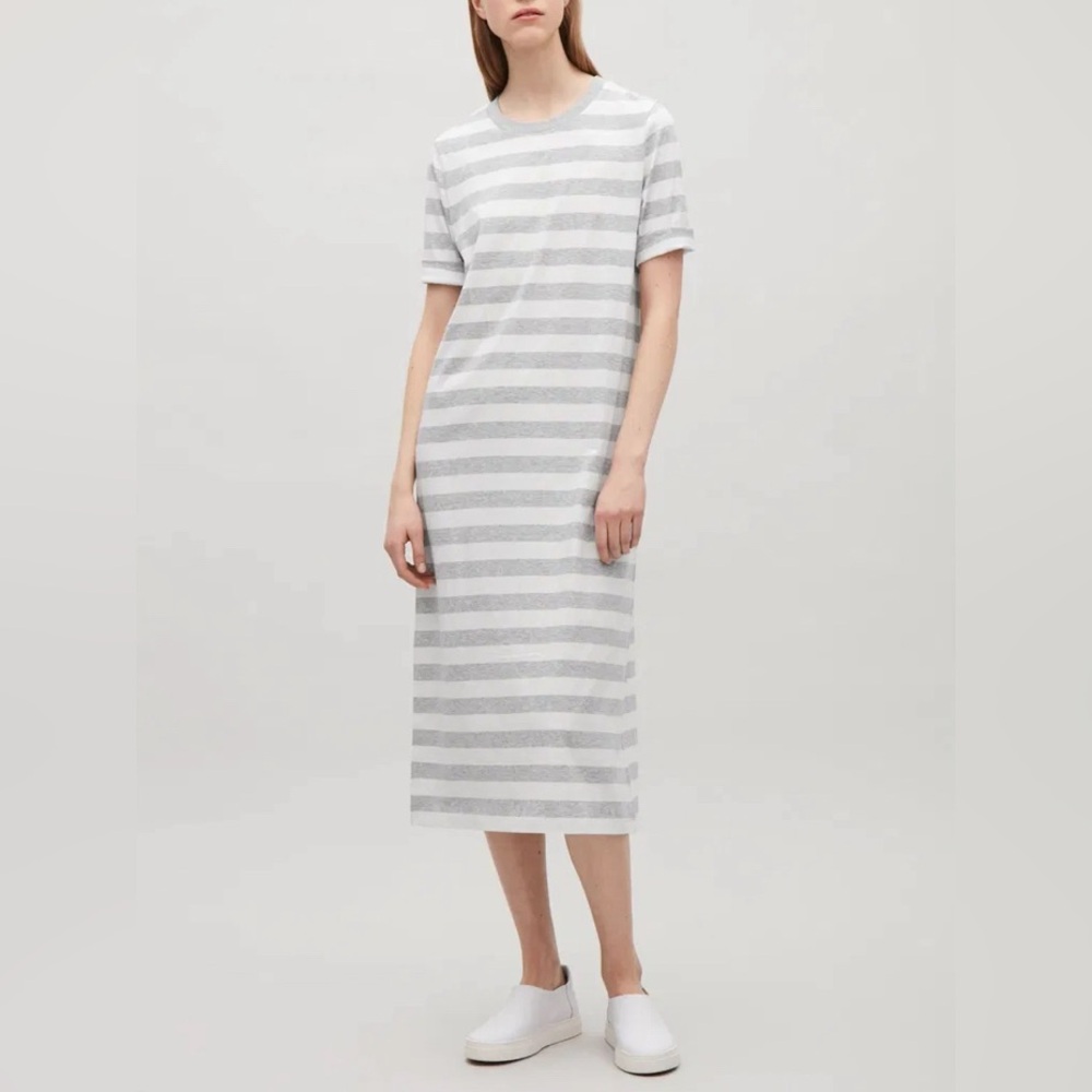 COS Striped Jersey 100% cotton Midi Dress